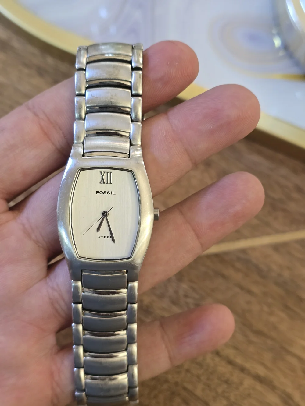 Fossil Men’s Silver Stainless Steel Bracelet Watch with Silver Dial